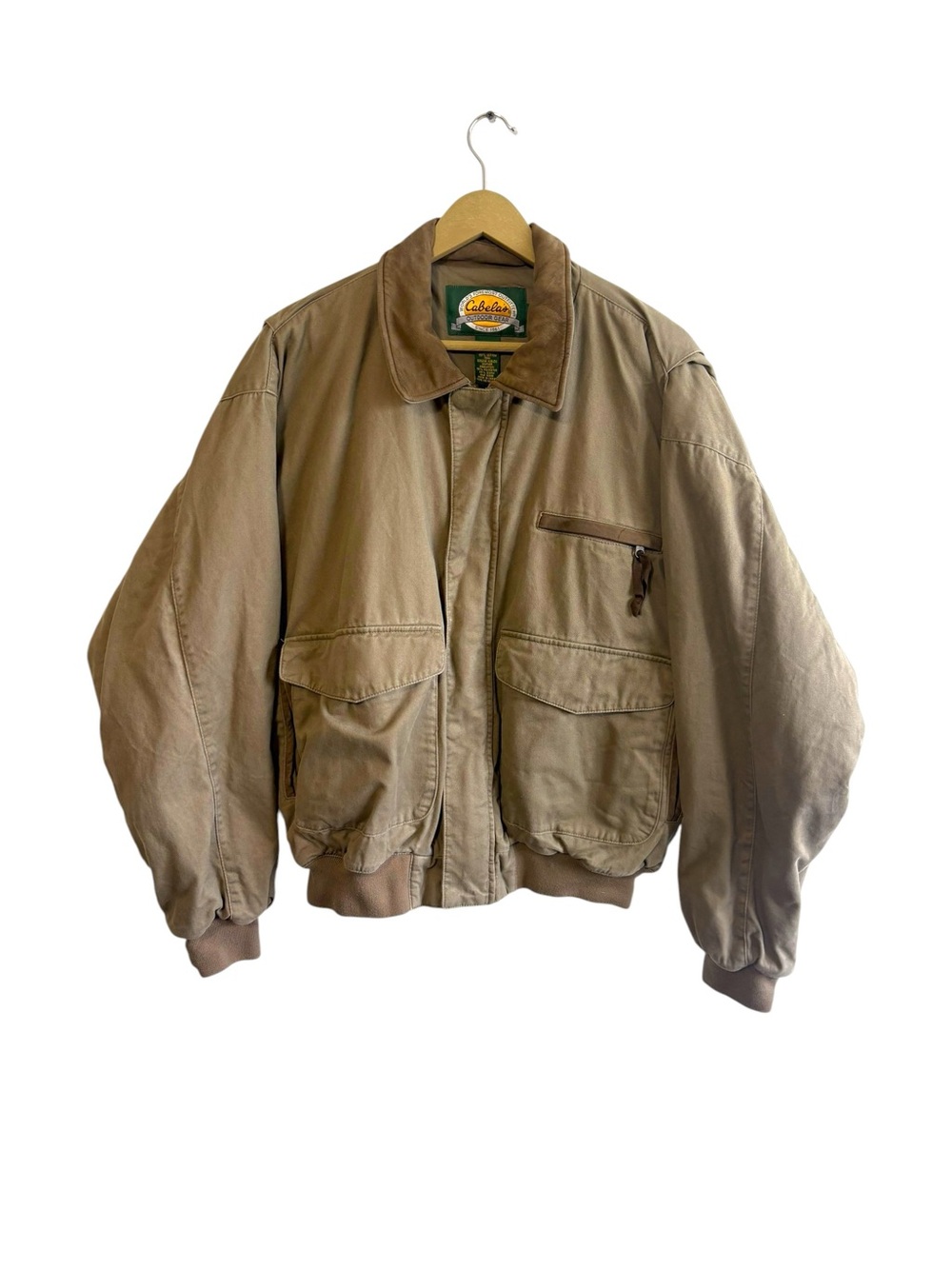 Cabela’s Size Large Canvas Leather Collar Bomber Jacket Barn Chore Western